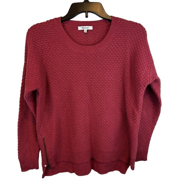 2/$30 Madewell Textured Knit Sweater Zipper Accent Pullover Casual Red‎ Size S - Picture 1 of 8